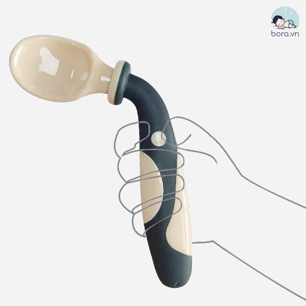 Bộ Muỗng Nĩa Silicone Tập Ăn Uốn Cong Không BPA Cho Bé Sơ Sinh