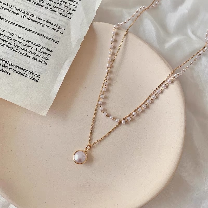Dây chuyền phối chuỗi ngọc phong cách Retro, Choker vòng cổ đẹp Bonnies Accessories