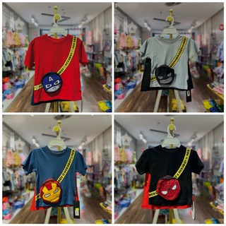Áo phông hè bé trai in hình siêu nhân kèm khăn choàng cá tính dành cho bé từ 1,2,3,4,5,6 tuổi