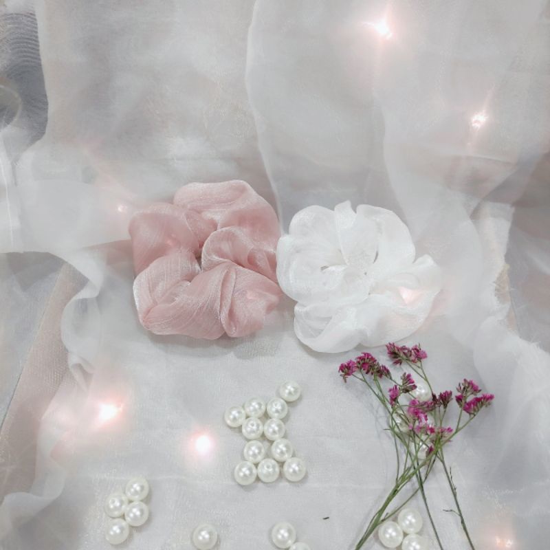 [Hàng handmade shop tự may]  Scrunchies buộc cột tóc ánh hologram nhiều màu