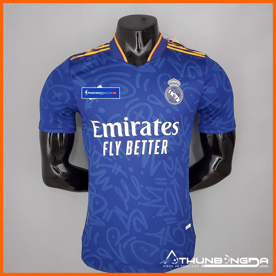 Áo Real Madrid xanh sân khách 2021/2022, 2021/22 bản PLAYER body fit cao cấp (Thái Lan)