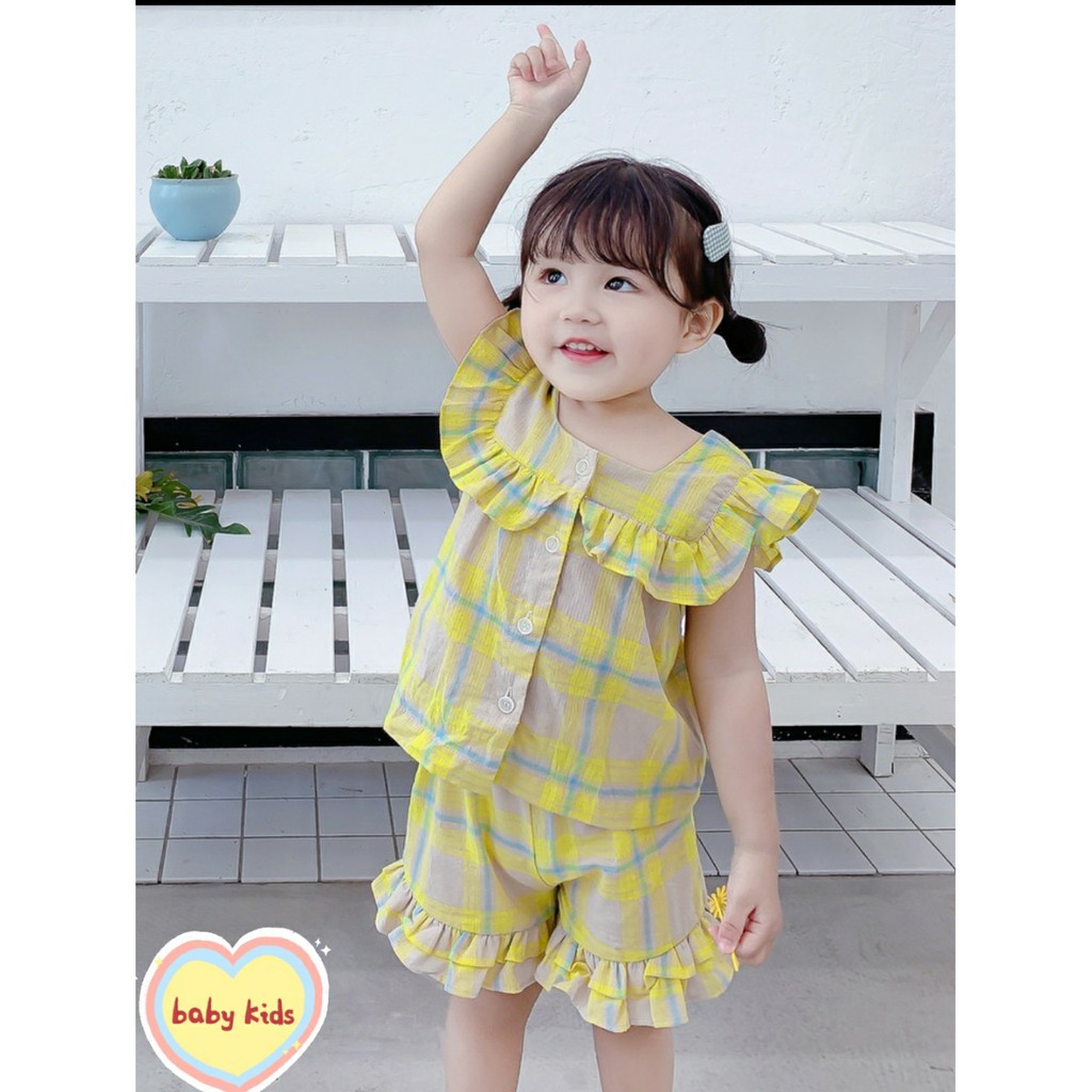 (6-18kg) Bộ đùi caro bé gái siêu cute mới về ( hình thật)