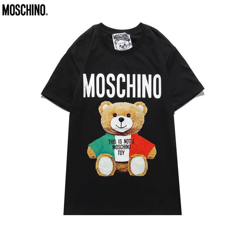 Áo Thun Tay Ngắn Cổ Tròn Chất Cotton In Hình Gấu Moschino Nhiều Màu Dễ Thương