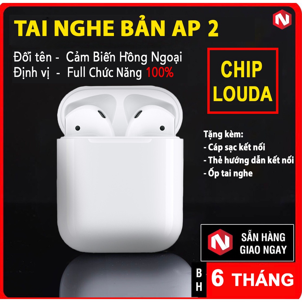 Tai Nghe Bluetooth Không Dây Ap 2 Cao Cấp Định Vị - Đổi Tên– Tháo Tai Dừng Nhạc – Cảm Biến Hồng Ngoại