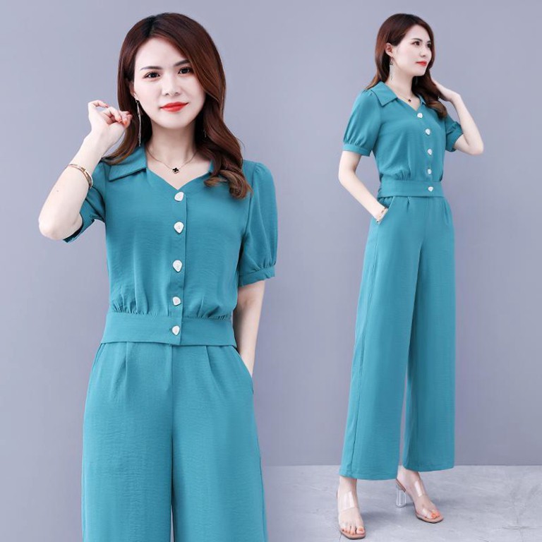 [FREE SHIP] Đồ bộ nữ mặc nhà siêu tôn dáng D2, Dáng xuông cổ bẻ cá tính cực đẹp
