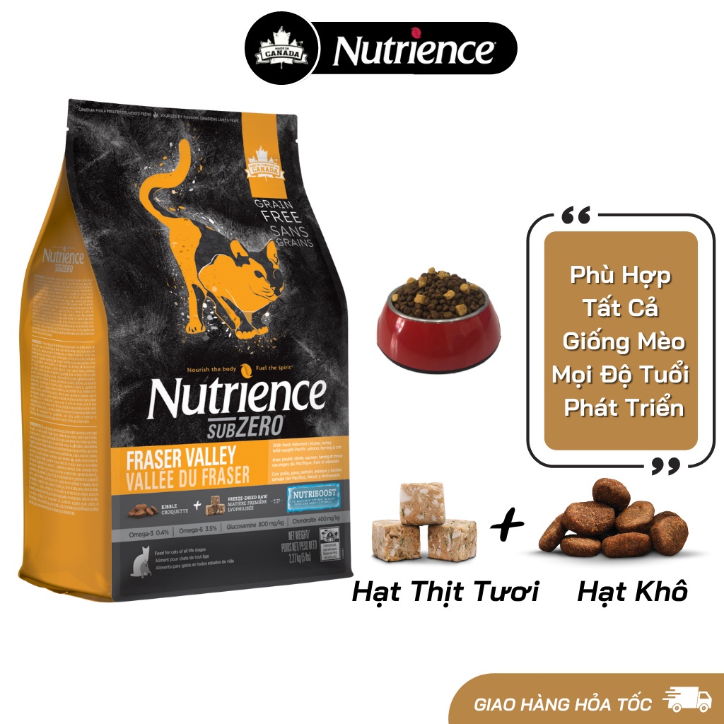 Hạt Nutrience SubZero Cho Mèo Mọi Độ Tuổi - Gà Tây + Cá Biển & Rau Củ Quả
