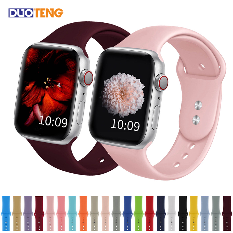 Duo Teng Dây đeo silicon mềm cho đồng hồ thông minh Apple Series 5/4/3/2/1 (38/42Mm) Iwatch Series 4 40/44mm