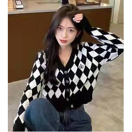 Áo khoác cardigan SUXI dệt kim tay dài cổ chữ v phong cách thời trang retro hàn quốc