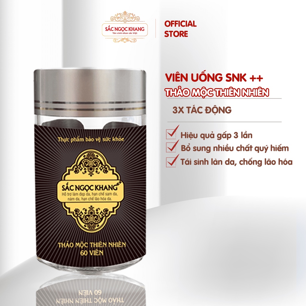 Viên Uống Sắc Ngọc Khang ++ chống lão hóa da, giảm nám, tàn nhan cao cấp [Hộp 60 Viên]