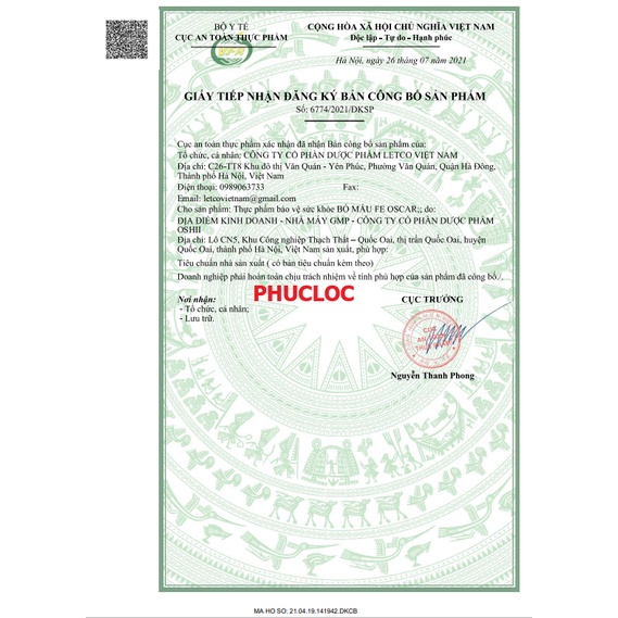 FE OSCAR,Viên uống bổ máu, bổ sung sắt, acid folic, vitamin B12