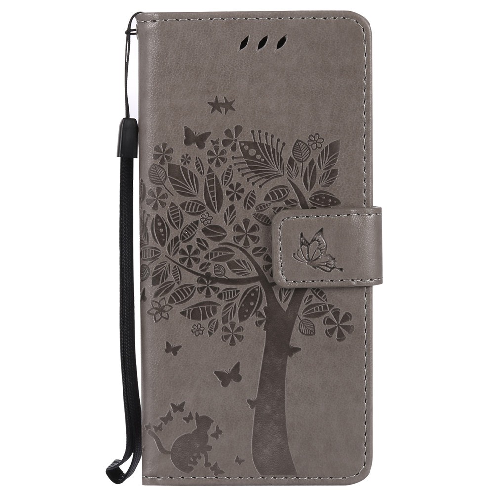 Bao da điện thoại nắp lật họa tiết cây/mèo dập nổi có ngăn đựng thẻ cho Samsung S8/ S8 Plus | BigBuy360 - bigbuy360.vn