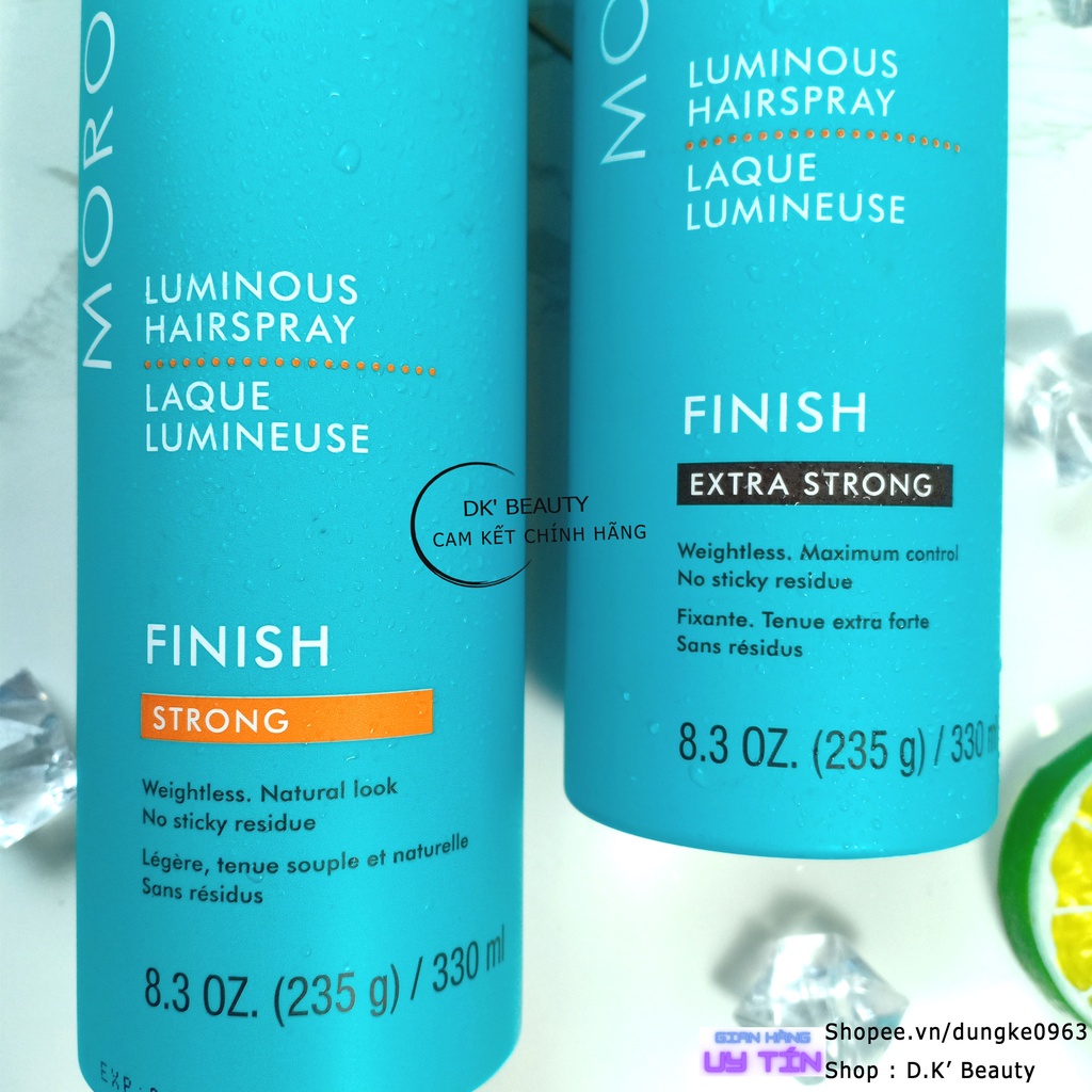 Gôm Moroccanoil Tạo Kiểu Xịt Bóng Giữ Nếp Mạnh, Siêu Mạnh Luminous Hairspray