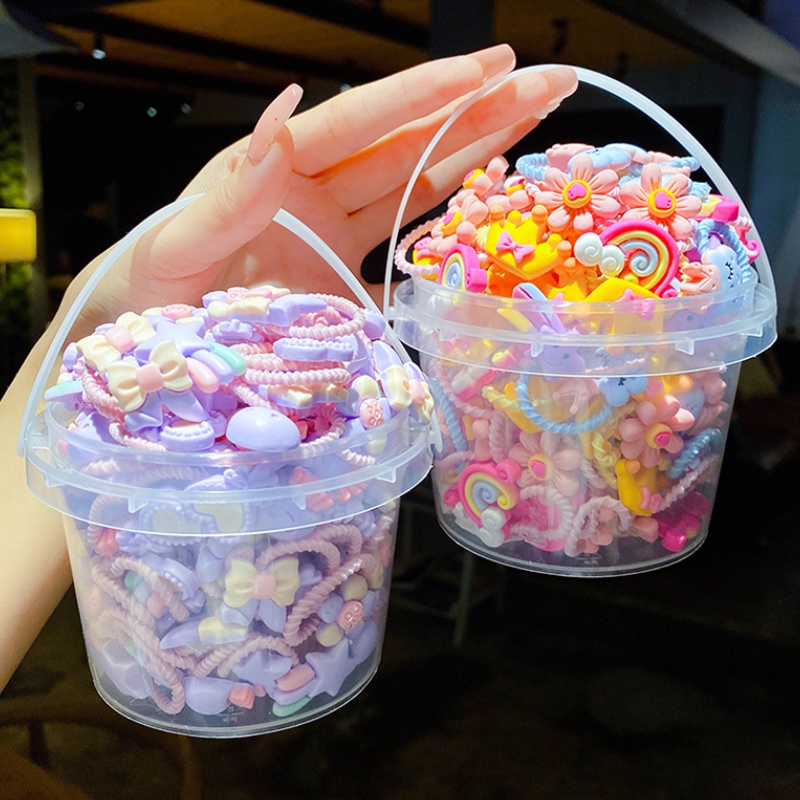 Set 40 Dây Cột Tóc Cao Su Đính Hoa / Động Vật Hoạt Hình Kiểu Hàn Quốc Cho Bé Gái