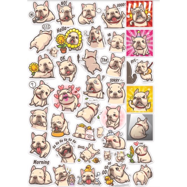 Sticker mini khổ A4 chó béo