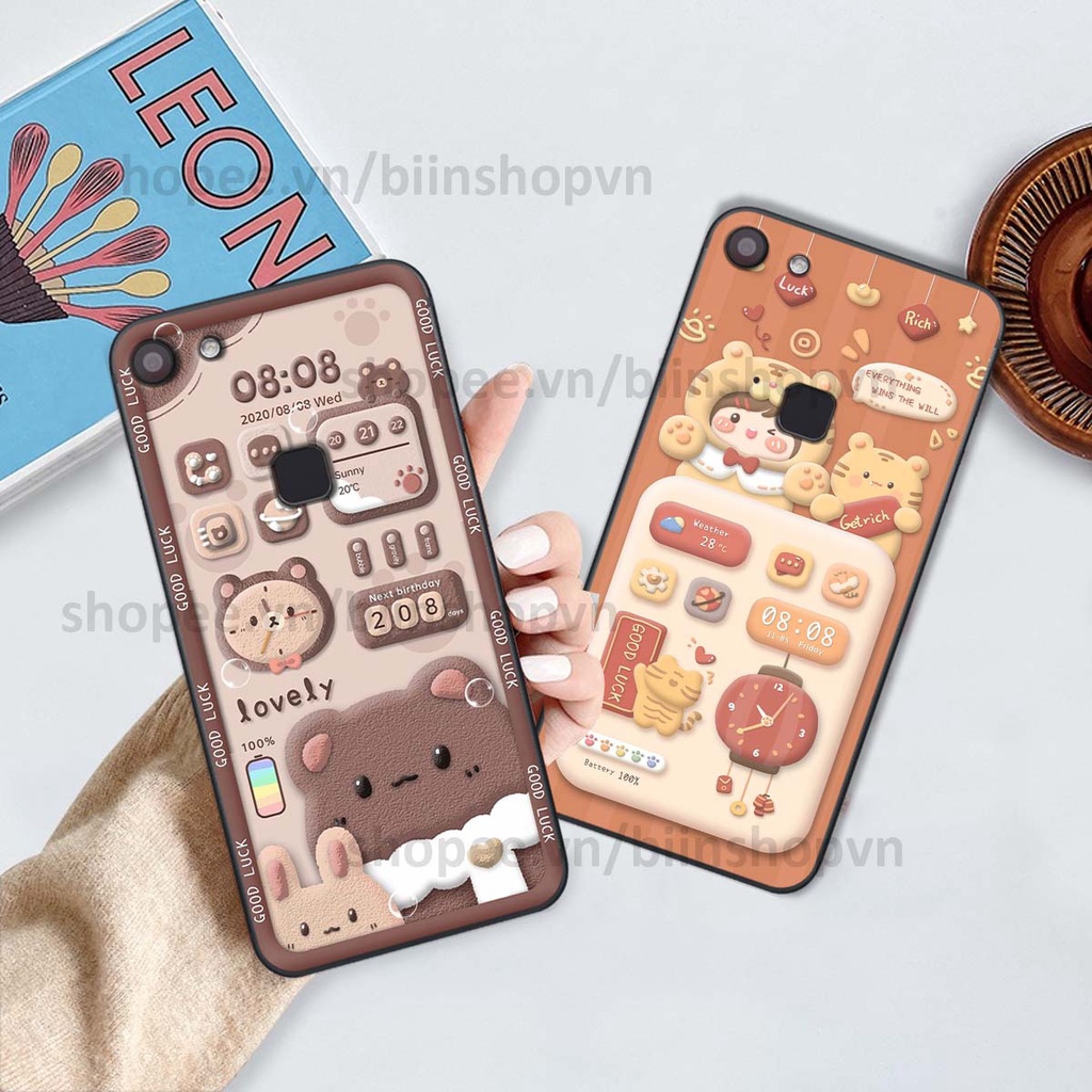 Ốp Vivo V7 / V7 Plus / V7+ in 3D icon gấu nổi siêu xinh, siêu đáng yêu, cá tính phong cách