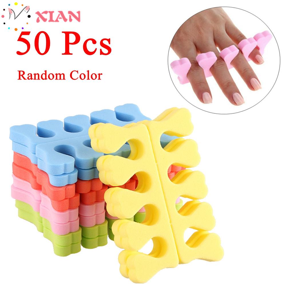 [Hàng mới về] 50 Dụng cụ tách ngón chân bằng mút xốp màu sắc ngẫu nhiên