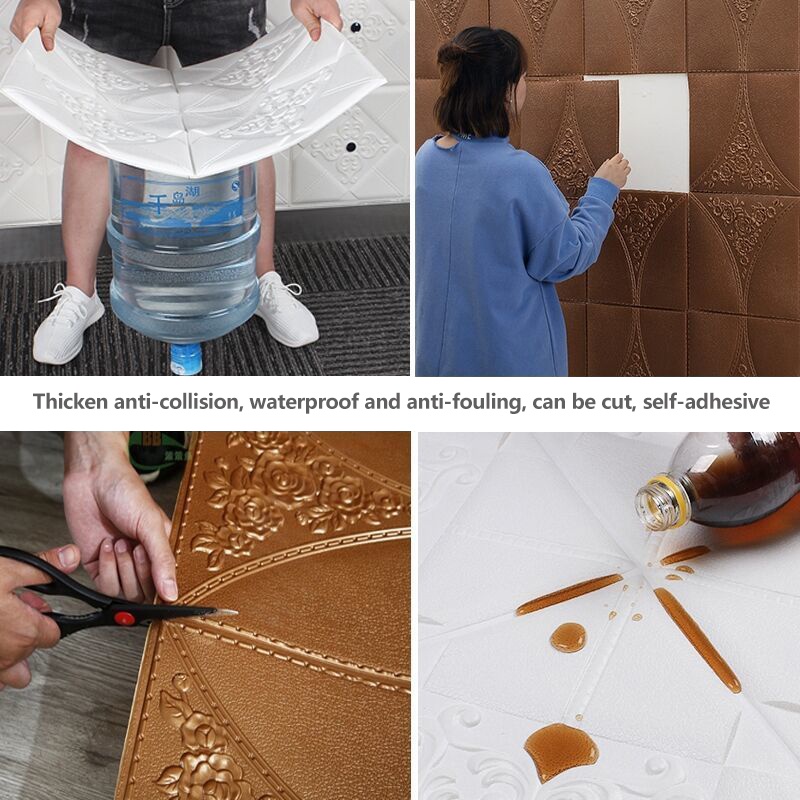 Miếng Dán Tường 3D Tự Dính Chống Nước Chống Ẩm Trang Trí Nhà Cửa