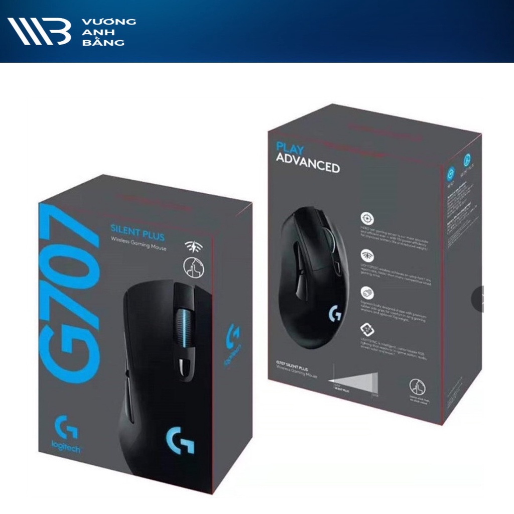 Mouse LOGITECH G707 SILENT PLUS Gaming Đen Công ty- Bảo hành