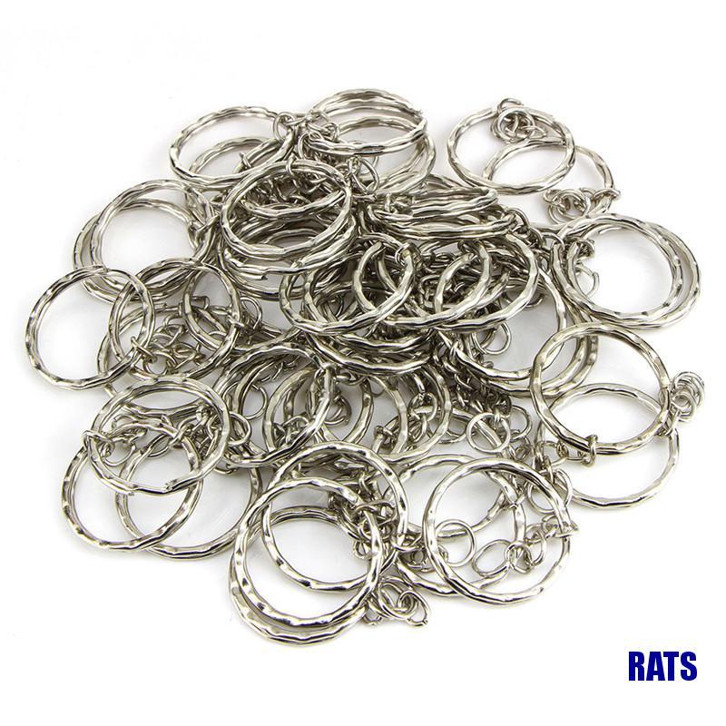 Set 50 móc ngắn làm móc khóa màu bạc mạ bóng 25mm diy