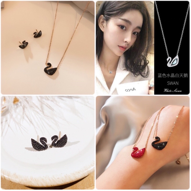 Set thiên nga đính đá pha lê thời trang cao cấp / Bà Tổng Phụ Kiện