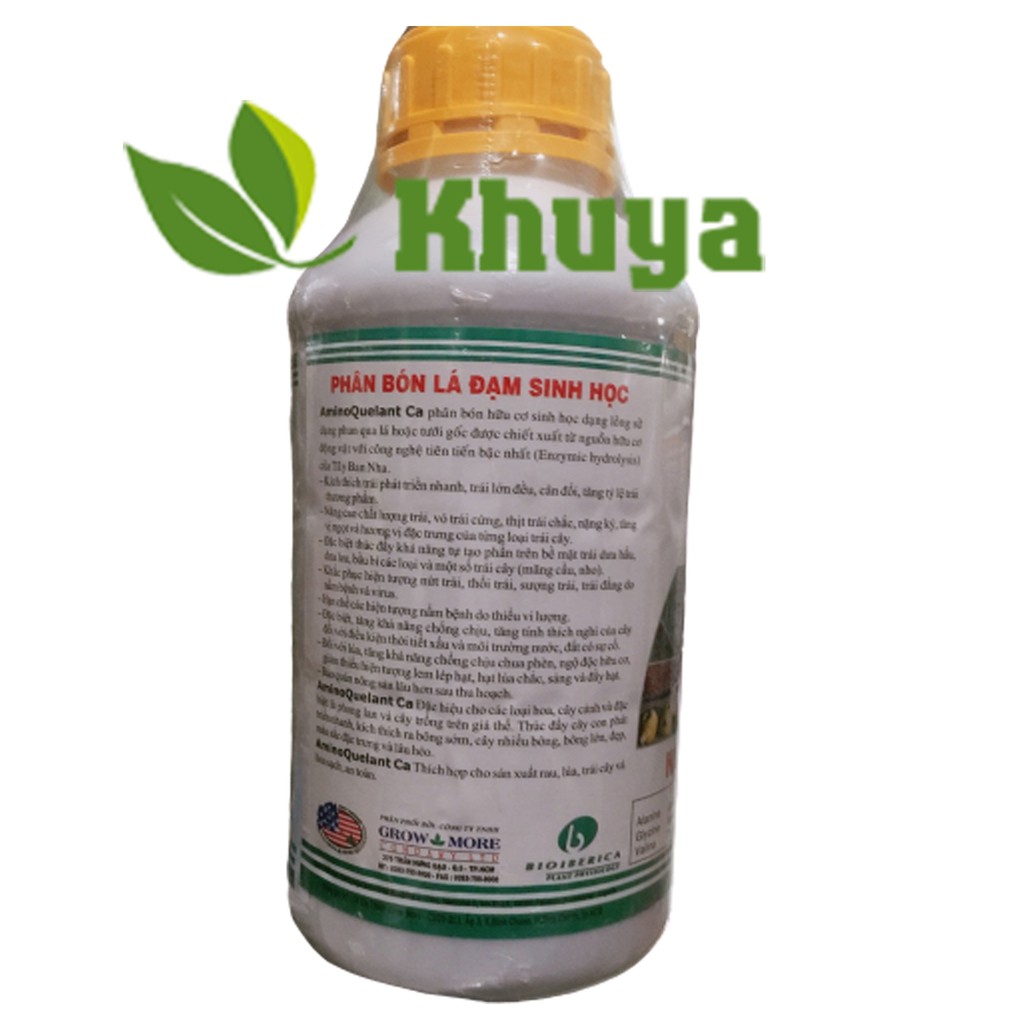 Phân bón lá đạm sinh học Growmore AminoQuelant Ca 1 lít Chống thối và Nứt trái