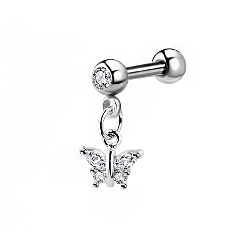 Bông Tai Hình Bướm Bằng Thép Titan Đính Đá Zircon Thời Trang