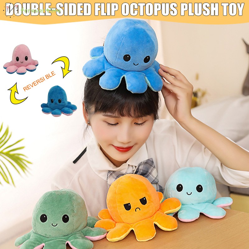 #Búp bê bạch tuộc# Plush Toys Double-sided Flipping Dolls Reversible Cartoon Animal Toy Kid Gift