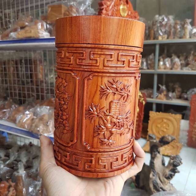 Hộp đựng trà gỗ Hương Đá nguyên khối - Cực Xịn và Sang