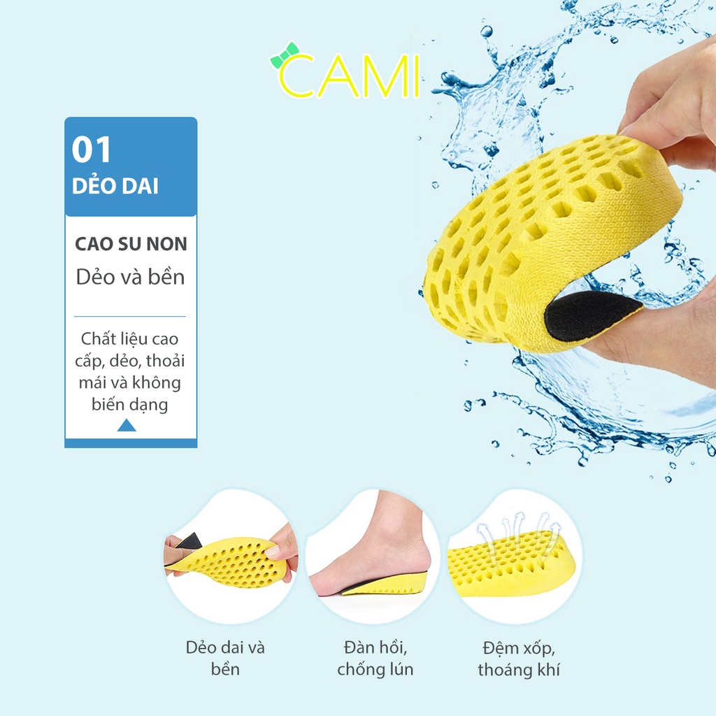 Lót giày độn đế cao su non, loại nửa bàn chân bàn chân - Cami - CMPK209