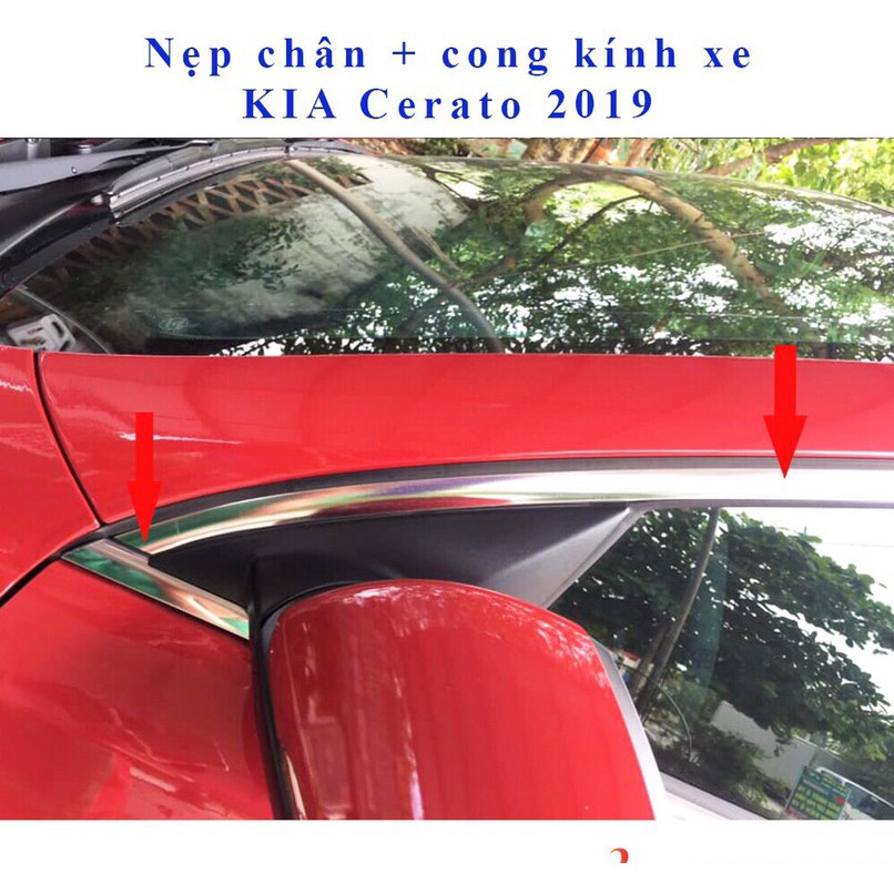 Nẹp viền inox chân và cong kính xe ô tô, xe hơi Kia Cerato 2019-2020