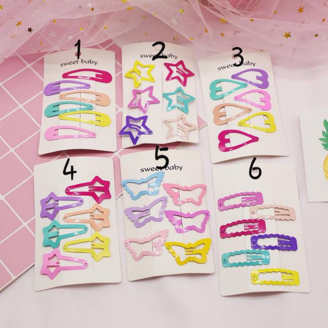 Set 6 Kẹp tóc Phong cách Hàn Quốc dễ thương siêu cute hot hit giá rẻ nhiều mẫu nhiều màu