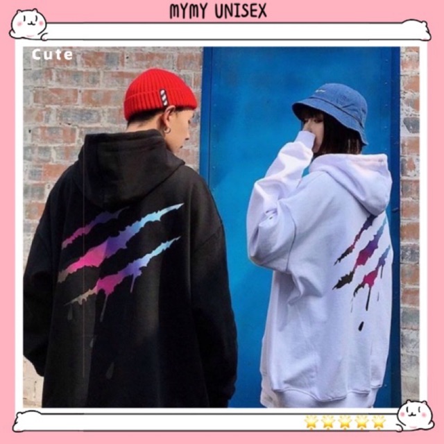 Áo Hoodie trắng đen in hình MÓNG CÀO phản quang sắc nét chất nỉ dày mịn form UNISEX_MYMY UNISEX | BigBuy360 - bigbuy360.vn