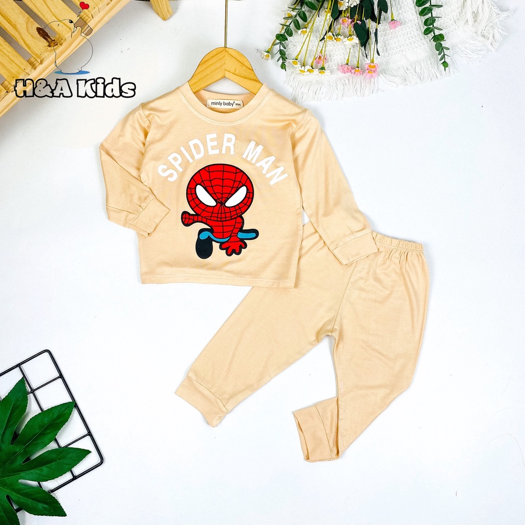 [Bé 7-33kg] Bộ dài tay thun lạnh in hình Minky Mom mềm mịn mát cho bé trai bé gái - HÀNG LOẠI 1