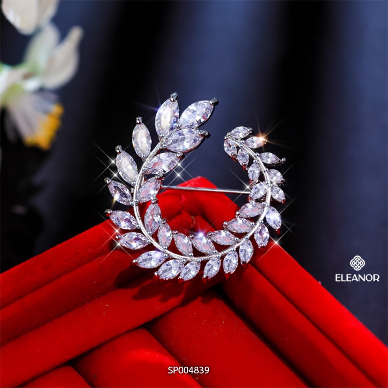 Ghim cài áo nam nữ Eleanor Accessories hình vòng nguyệt quế đính đá phụ kiện thời trang 4839