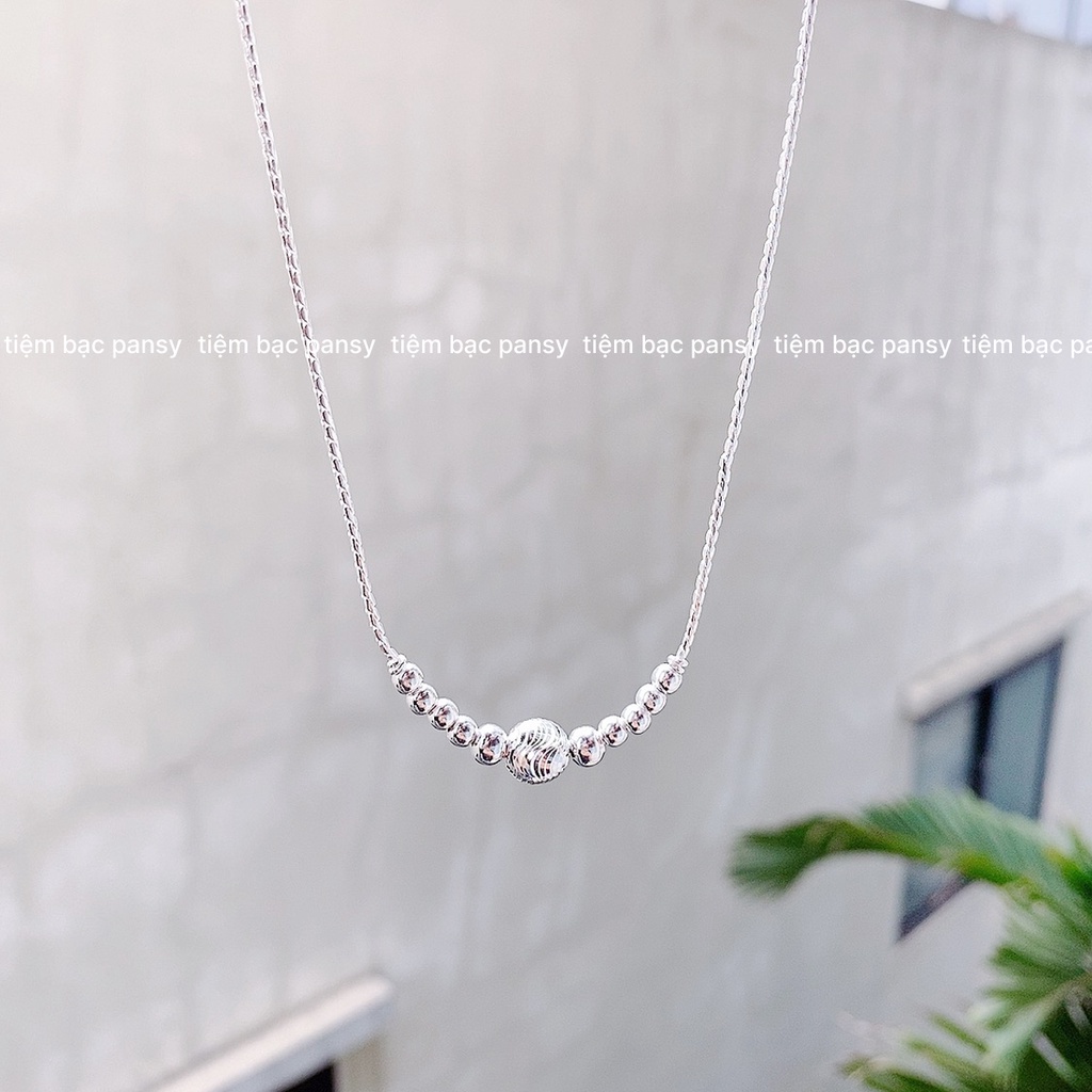 Dây chuyền bạc nữ PANSY 9 bi chất liệu bạc ta cao cấp
