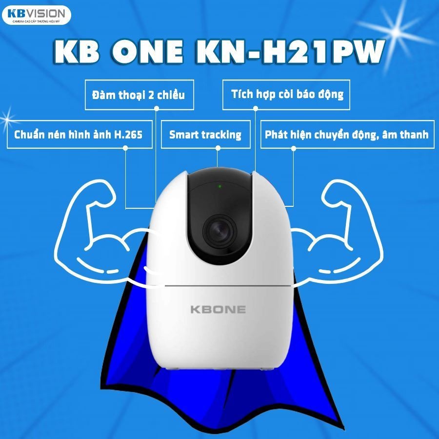 (TẶNG KÈM THẺ NHỚ 32GB+BẢO HÀNH 24 THÁNG)-Camera Kbone H21PW 1080P- Xoay 360 độ- chuẩn H.265 Chính h
