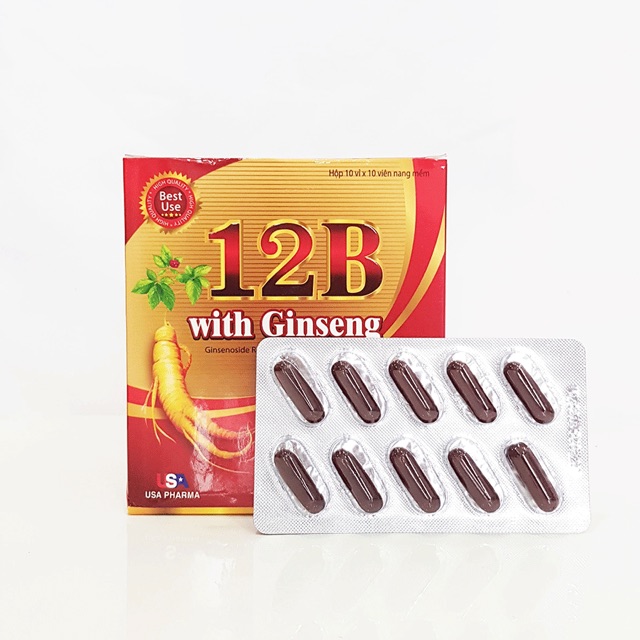 CHÍNH HÃNG - Viên tăng lực nhân sâm 12B With Ginseng – Giúp bồi bổ cơ thể, ăn ngủ ngon, cho người suy nhược, sau bệnh