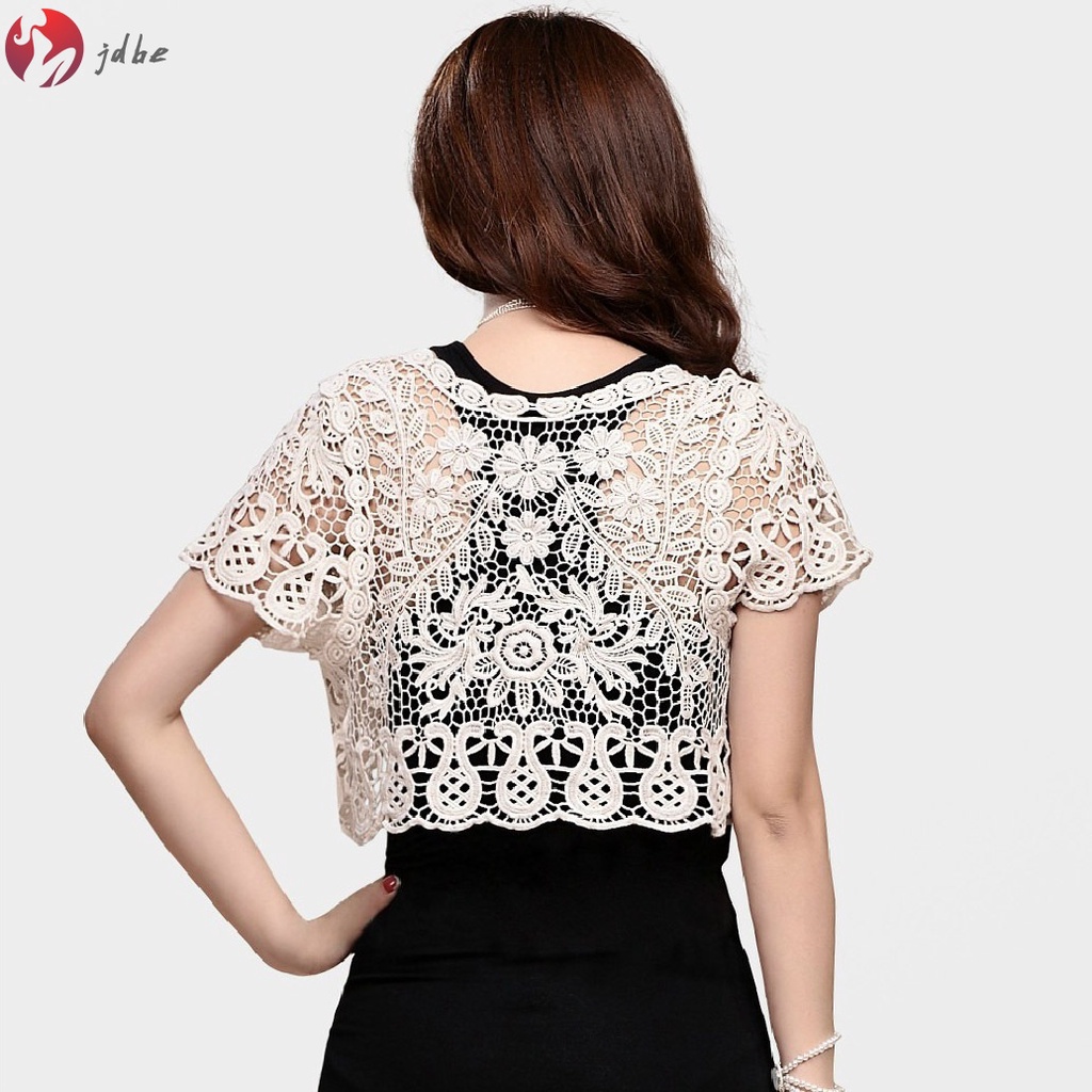 Áo Khoác Cardigan Ren Xuyên Thấu Ngắn Tay Thời Trang Mùa Hè Dành Cho Nữ 2022