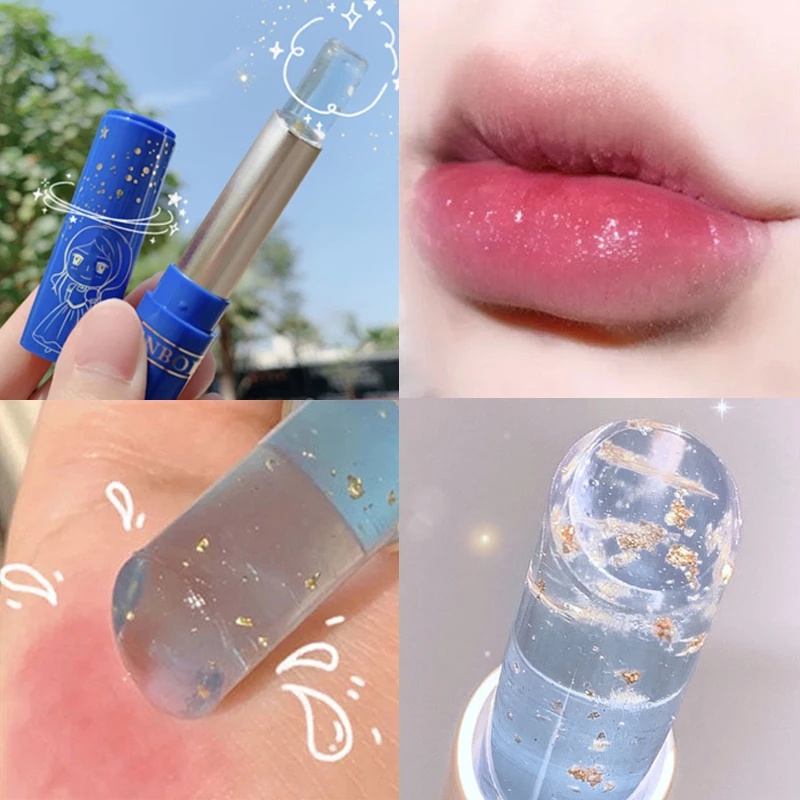 1 Son Dưỡng Môi Dạng Thạch Chiết Xuất Lá Vàng Thay Đổi Màu Sắc Theo Nhiệt Độ Dưỡng Ẩm Lâu Trôi
