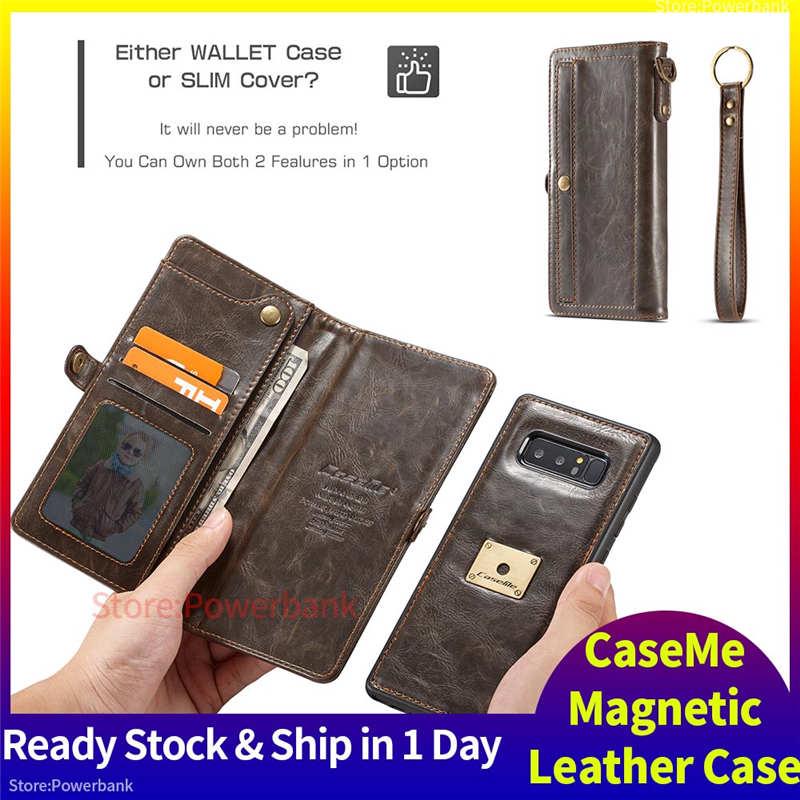 Samsung Galaxy Note 8 magnetic Leather card slot retro wallet multi-function Filp Case with lanyard