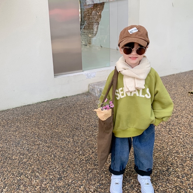 Áo Nỉ Dày Dặn Mùa Đông Cho Bé, Áo Nỉ Chữ Nổi Hàng Cao Cấp Bé Trai Bé Gái Từ 1-8 Tuổi