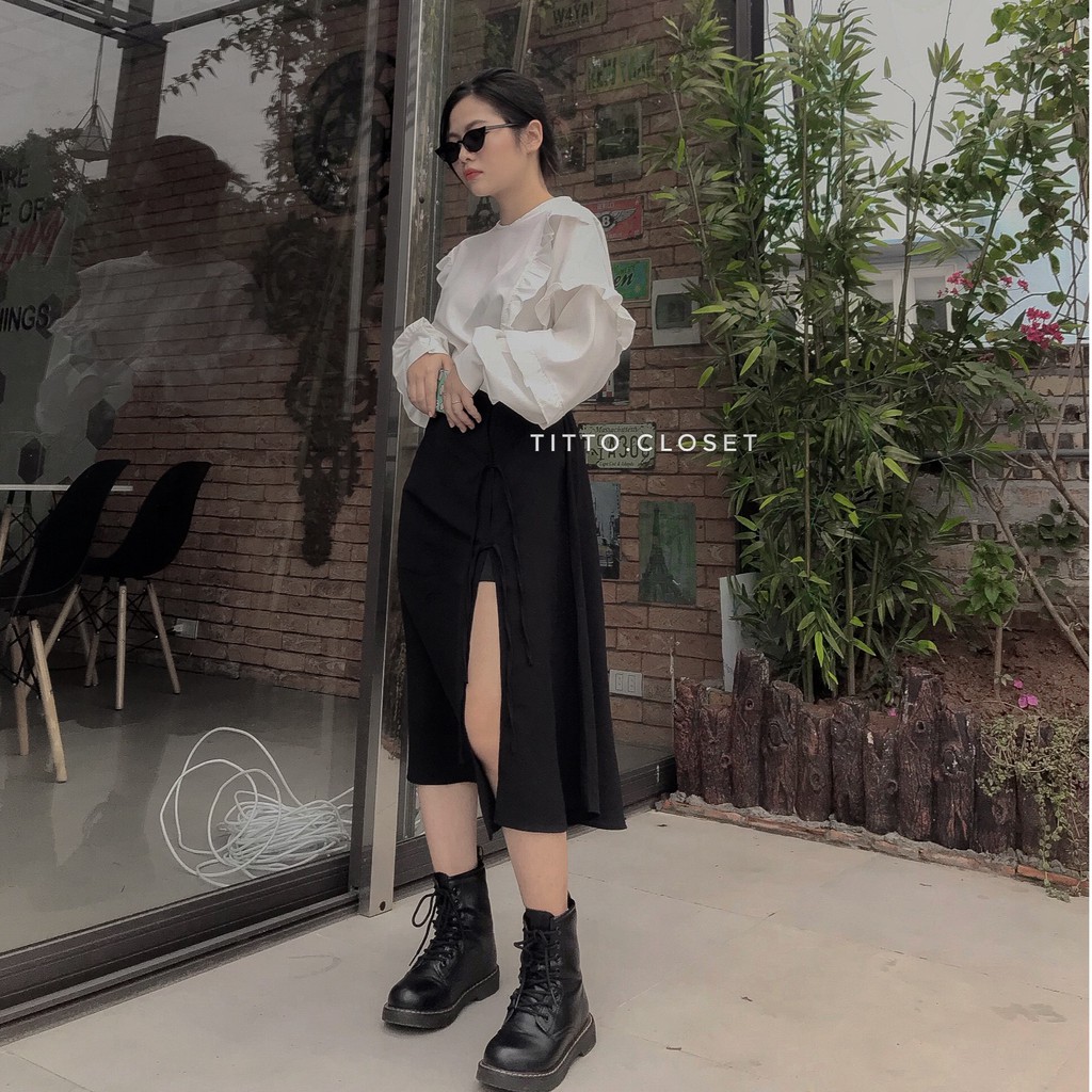 Chân Váy Xẻ Đùi Chất Đũi Ulzzang Skirt Ss3 - Ảnh Thật - Titto Closet | BigBuy360 - bigbuy360.vn