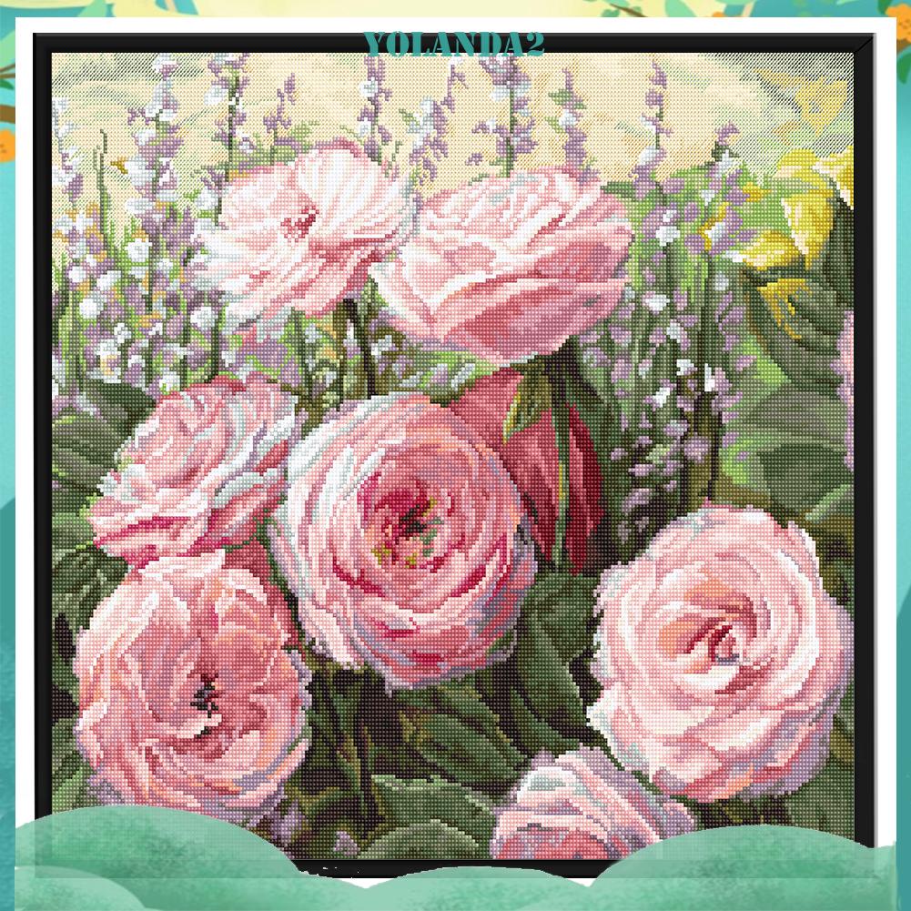 Bộ Tranh Thêu Chữ Thập Tự Làm Họa Tiết Hoa Hồng Trang Trí Nội Thất