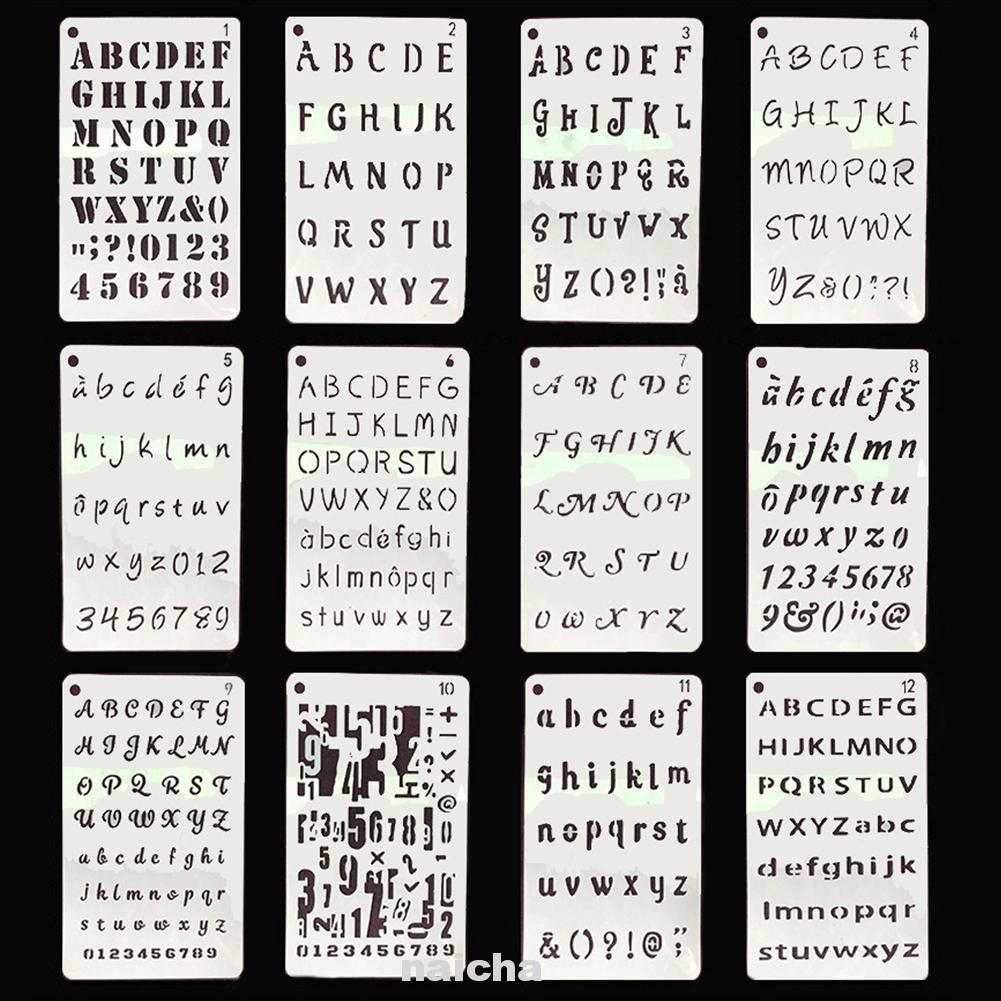 12pcs Craft Diy Letter Multi Multi Use Stencil Set
