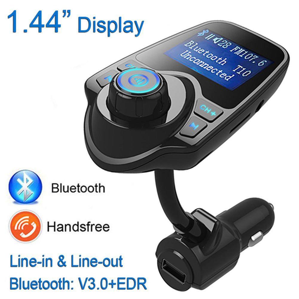 Bộ phát nhạc rảnh tay Bluetooth trên ô tô Máy nghe nhạc MP3 Bộ phát FM 5V 2.1A Bộ sạc ô tô USB 1.44 "Màn hình LED
