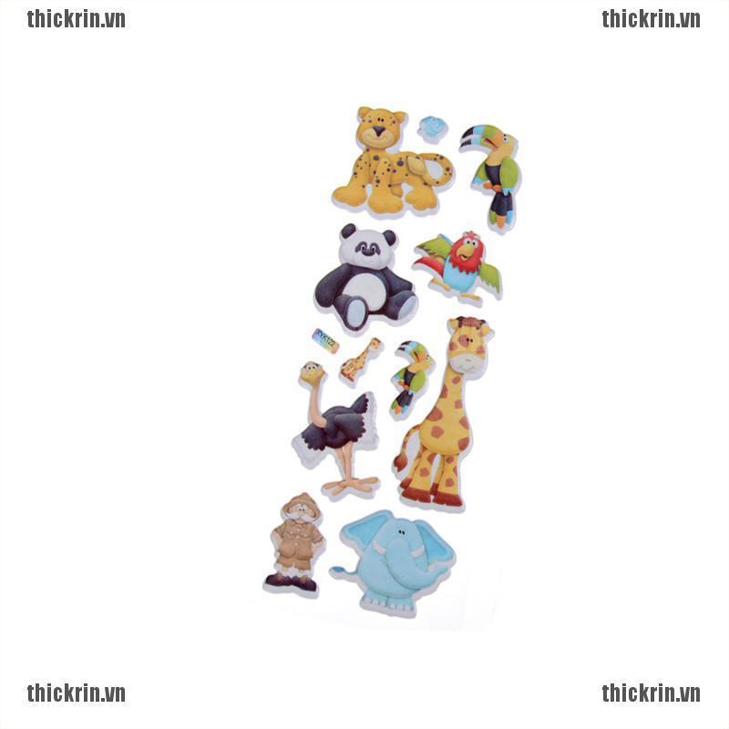 <Hot~new>Kids Toys Cartoon Cute Animals Zoo 3D Stickers Children Girls Boys PVC Stickers