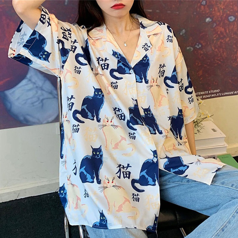 Áo sơ mi ZHELIHANGFEI tay ngắn dáng rộng phong cách cổ điển thời trang mùa hè 2022 cho nữ