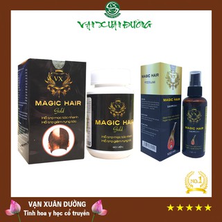[Bộ 2 sản phẩm] giúp Mọc tóc nhanh chống hói đầu, ngăn rụng tóc sau sinh, giảm gãy rụng, ngăn tóc bạc sớm - Magic Hair