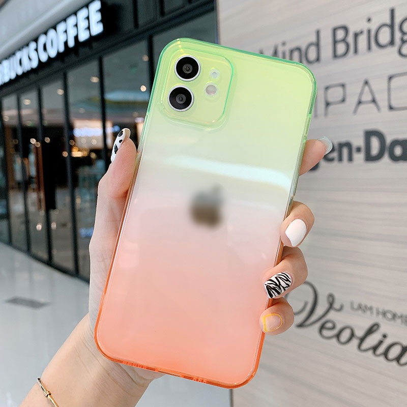 Ốp điện thoại mềm trong suốt chống rơi vỡ màu gradient dành cho iPhone 11 12 Pro Promax 6 6s 7 8 Plus X XS XR XSMax
