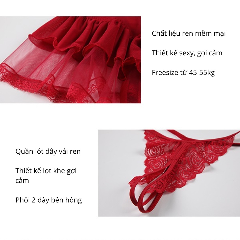 Bộ đồ ngủ VICKE SECVIA chất ren cao cấp sexy gợi cảm quyến rũ 1738